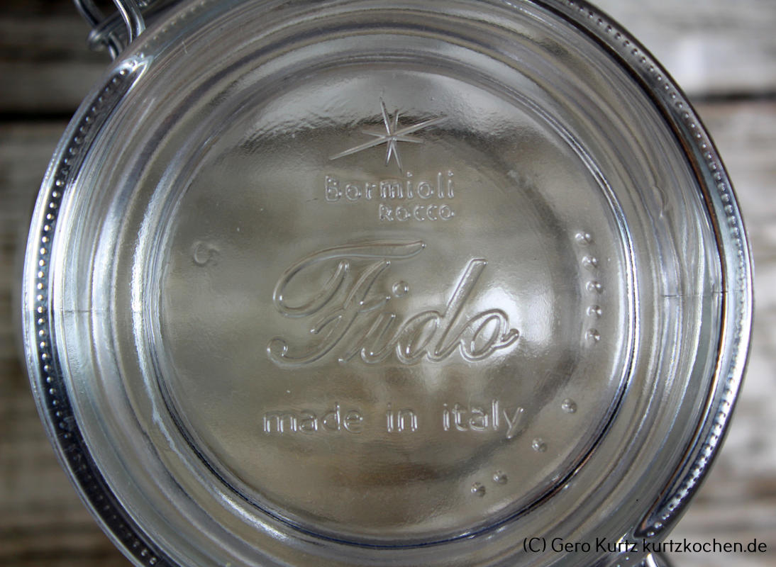 Bormioli Rocco Fido Drahtbügel Einweckgläser - Logo auf dem Glasdeckel