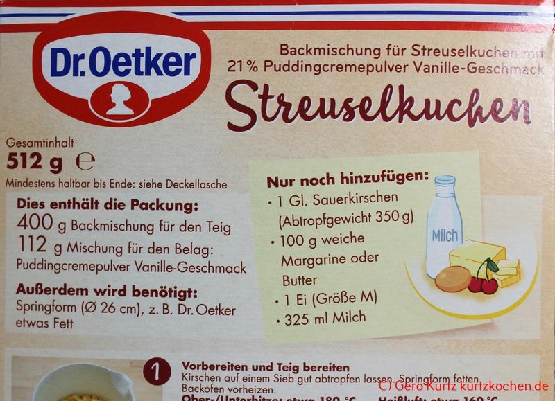 Streuselkuchen mit Pudding-Creme von Dr. Oetker- Anleitung oberer Teil