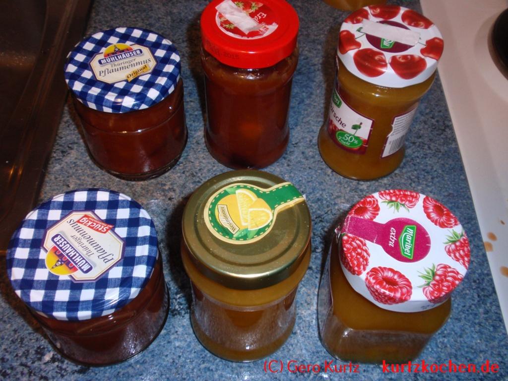 Grundrezept Marmelade - fertige Marmelade in Gläsern