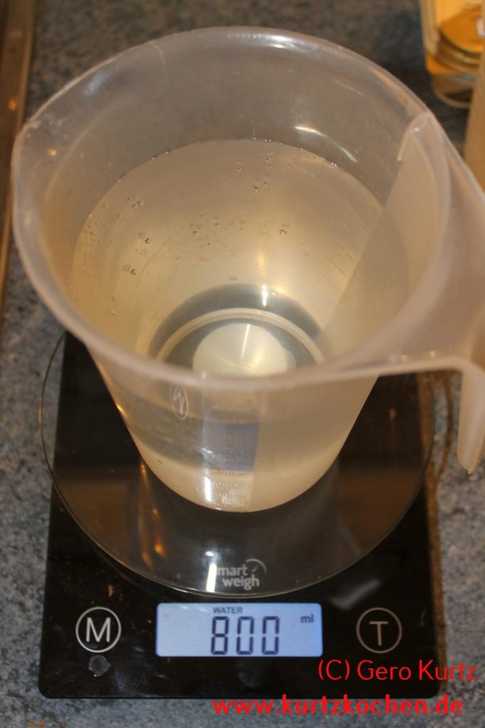 Butterblumenmarmelade Wasser wiegen