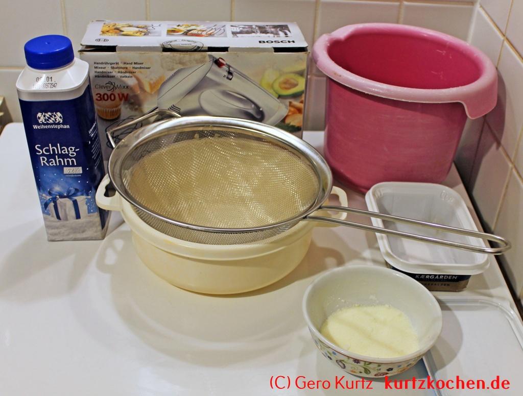 Butter selber machen - Zutaten und Utensilien für die Butterherstellung